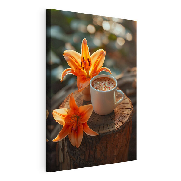 Tasse Kaffee und Orangenblüten Wandbilder Tasse Kaffee und Orangenblüten