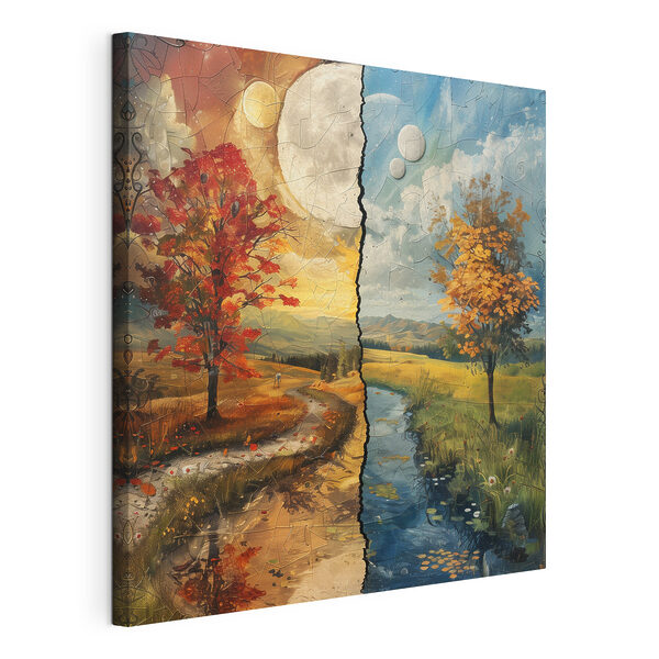 Wandbilder Wandbilder Puzzle einer Landschaft mit Bäumen und einem Fluss (Artikelnummer: s40923)