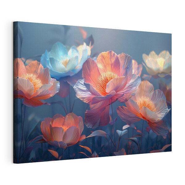 Wandbilder Gruppe von Blumen mit Blättern