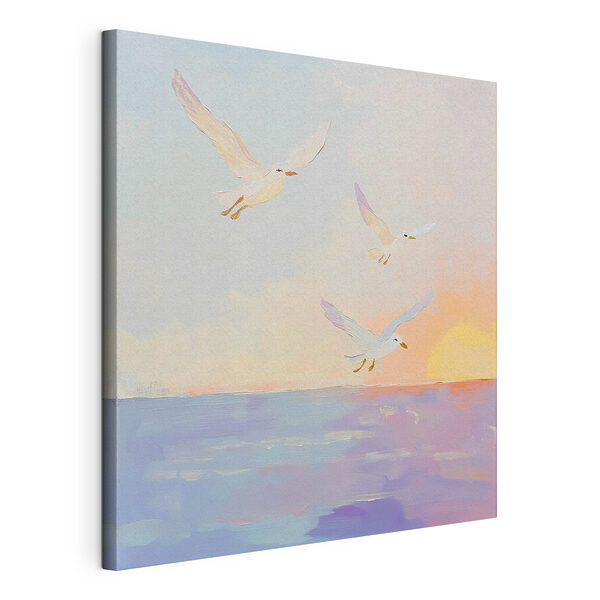 Wandbilder Wandbilder Gemälde von über Wasser fliegenden Vögeln (Artikelnummer: s41159)