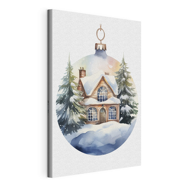 Wandbilder Aquarellmalerei eines Hauses im Schnee