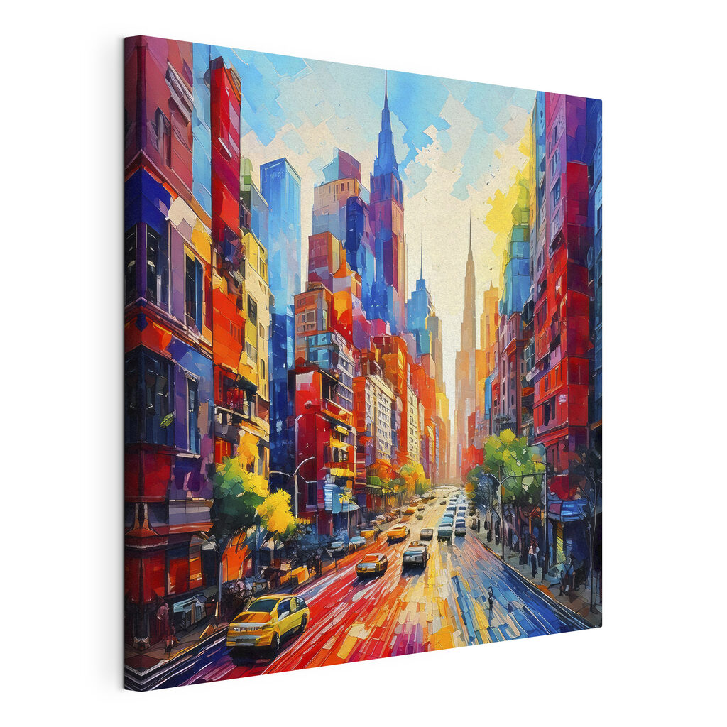 City street with cars and buildings