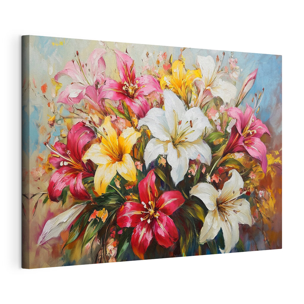 Painting of flowers on a blue background Painting of flowers on a blue background