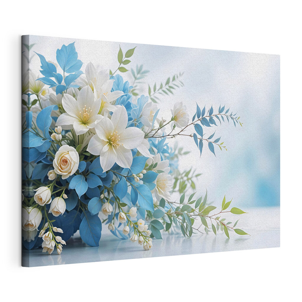 Bouquet of white and blue flowers