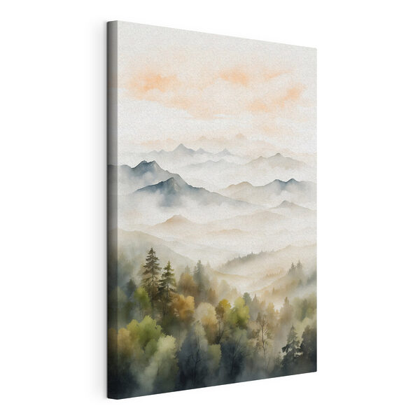 Aquarellmalerei von Bergen und Bäumen Wandbilder Aquarellmalerei von Bergen und Bäumen