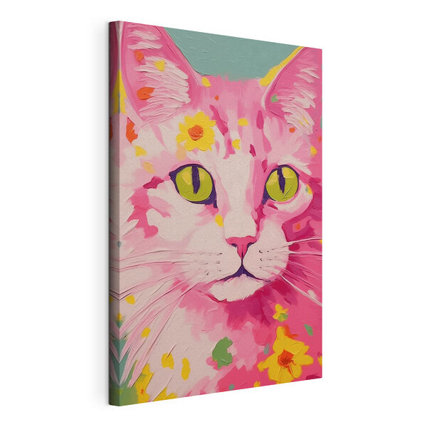 Wandbilder Wandbilder Gemälde einer Katze mit Blumen darauf (Artikelnummer: s41792)