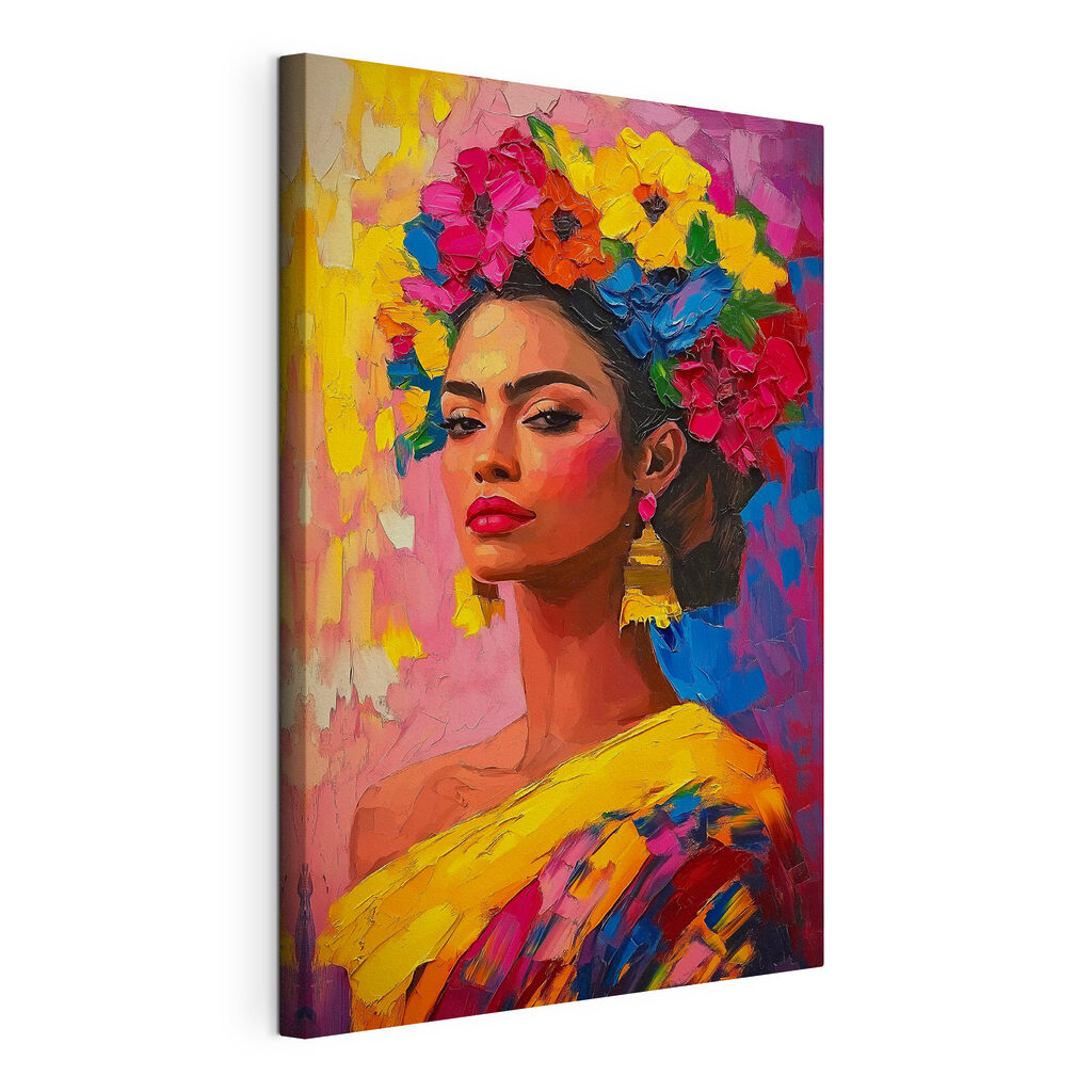 Painting of a woman with flowers in her hair