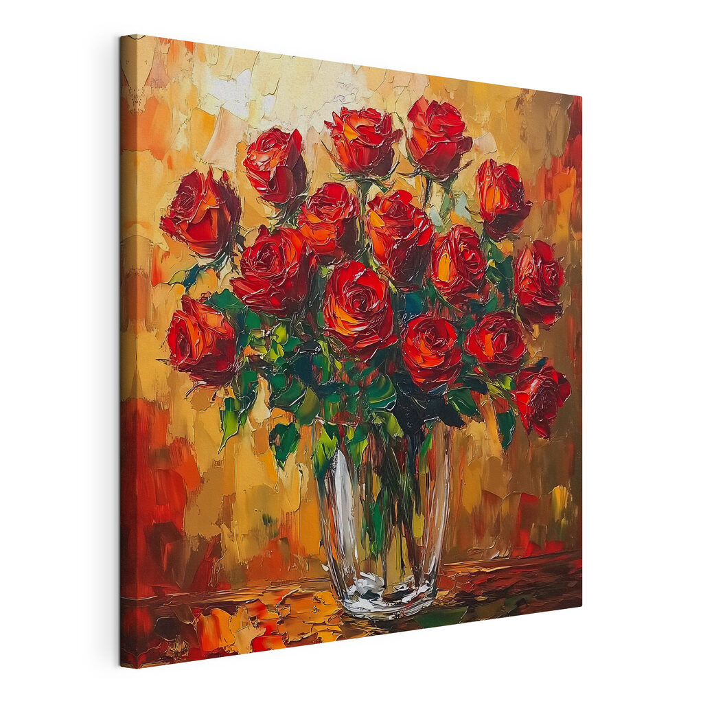 Painting of a bouquet of red roses