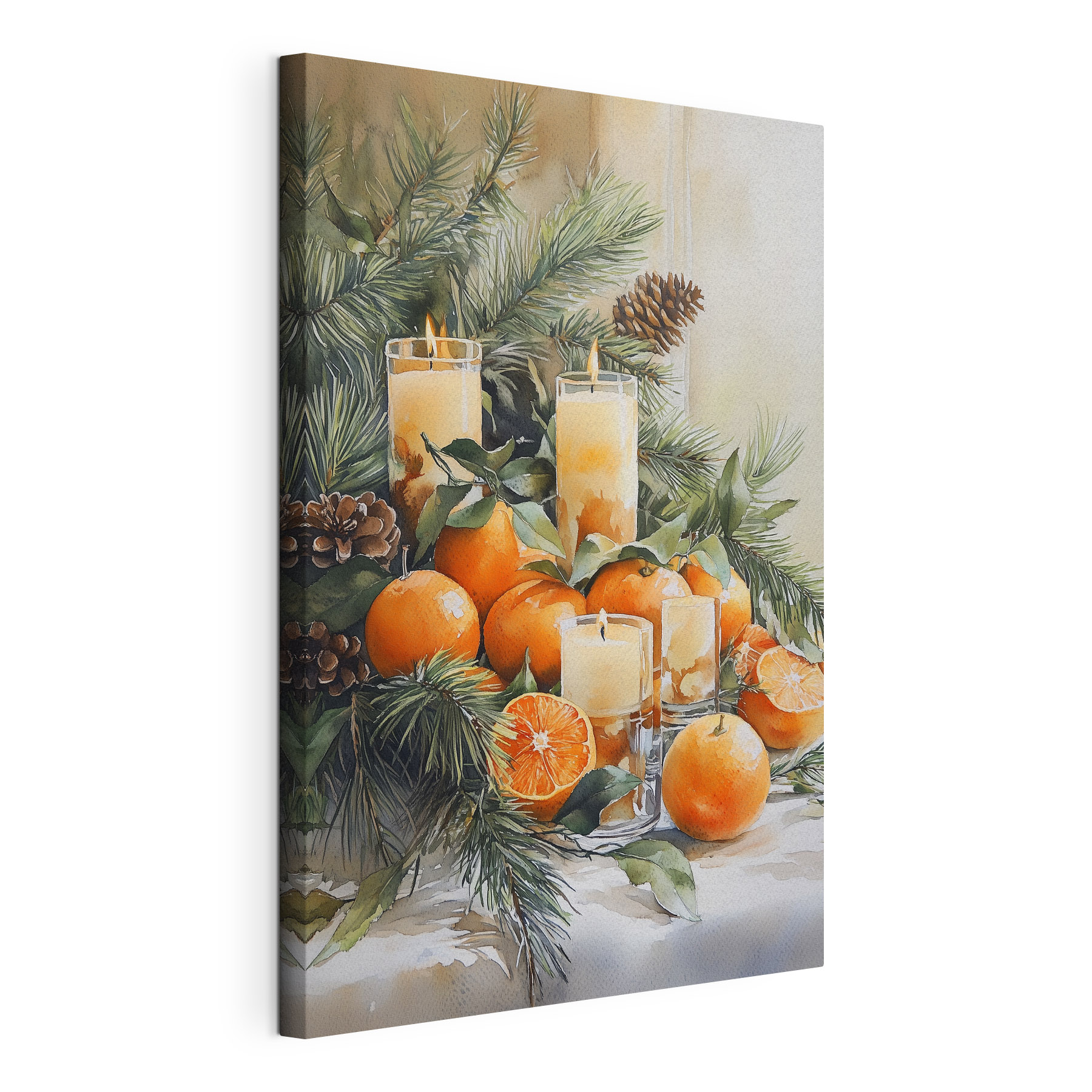Painting of oranges and candles