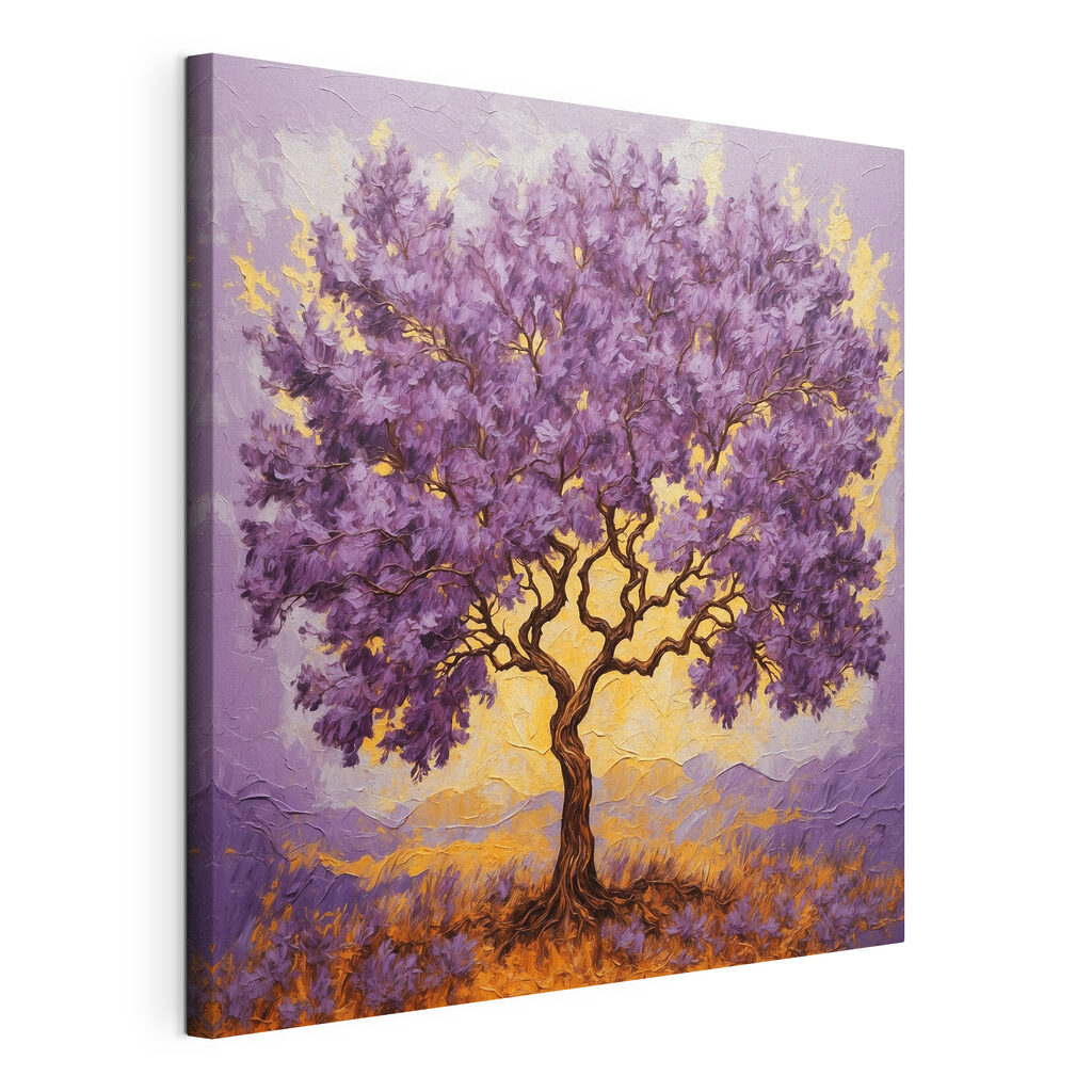 Painting of a tree with purple leaves