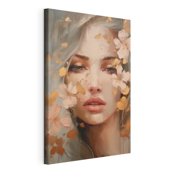 Frau mit Blumen um ihr Gesicht Wandbilder Frau mit Blumen um ihr Gesicht