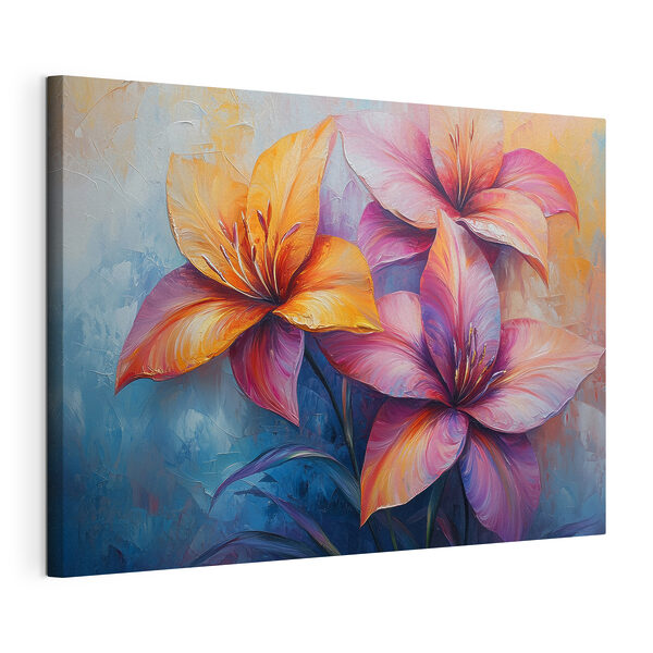 Painting of flowers on a blue background