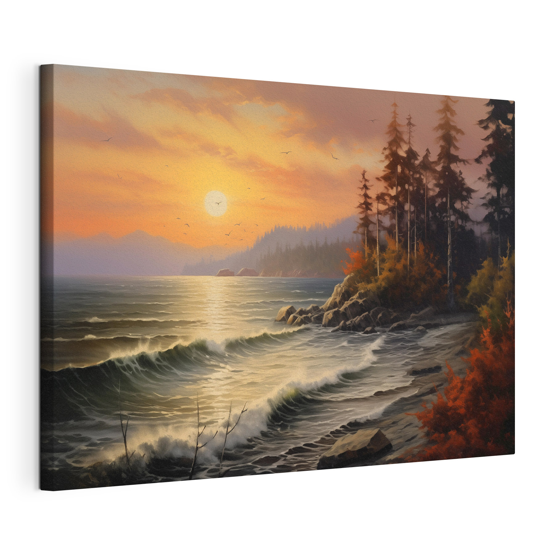 Sunset over a rocky beach