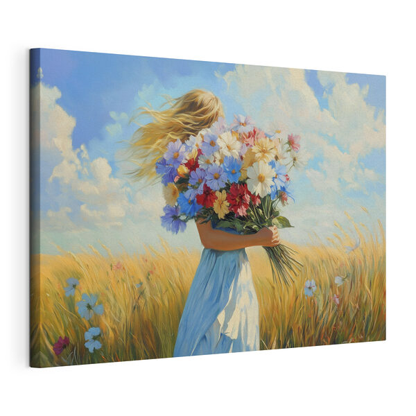 Wandbilder Wandbilder Frau hält einen Blumenstrauß (Artikelnummer: s42599)