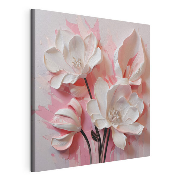 Wandbilder Wandbilder Weiße Blumen auf einem rosa Hintergrund (Artikelnummer: s42895)