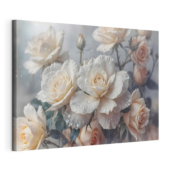 Gruppe von weißen Rosen mit Wassertropfen Wandbilder Gruppe von weißen Rosen mit Wassertropfen