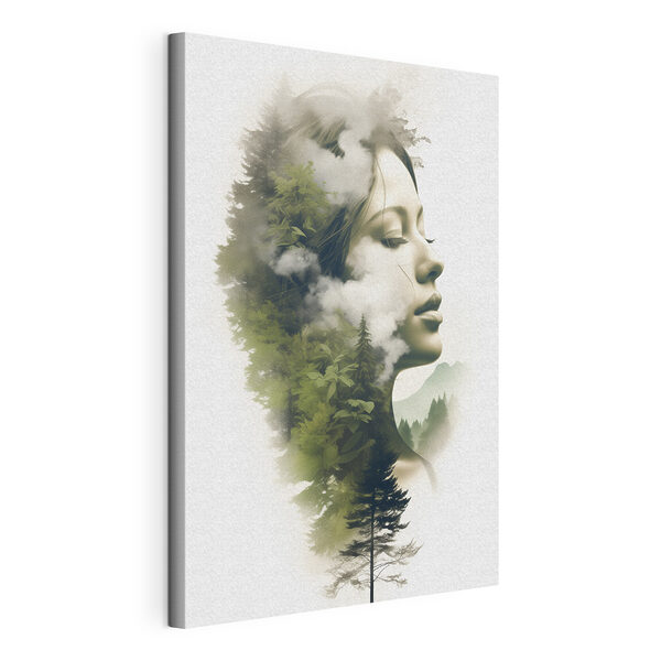 Canvas prints Woman's face with clouds and trees Wandbilder Canvas prints Woman's face with clouds and trees