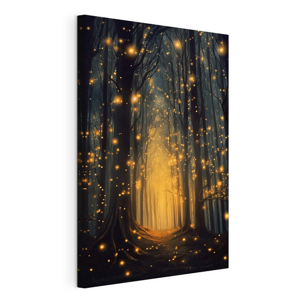Wandbilder Wandbilder Weg durch einen Wald mit vielen Bäumen mit Lichtern (Artikelnummer: s43272)