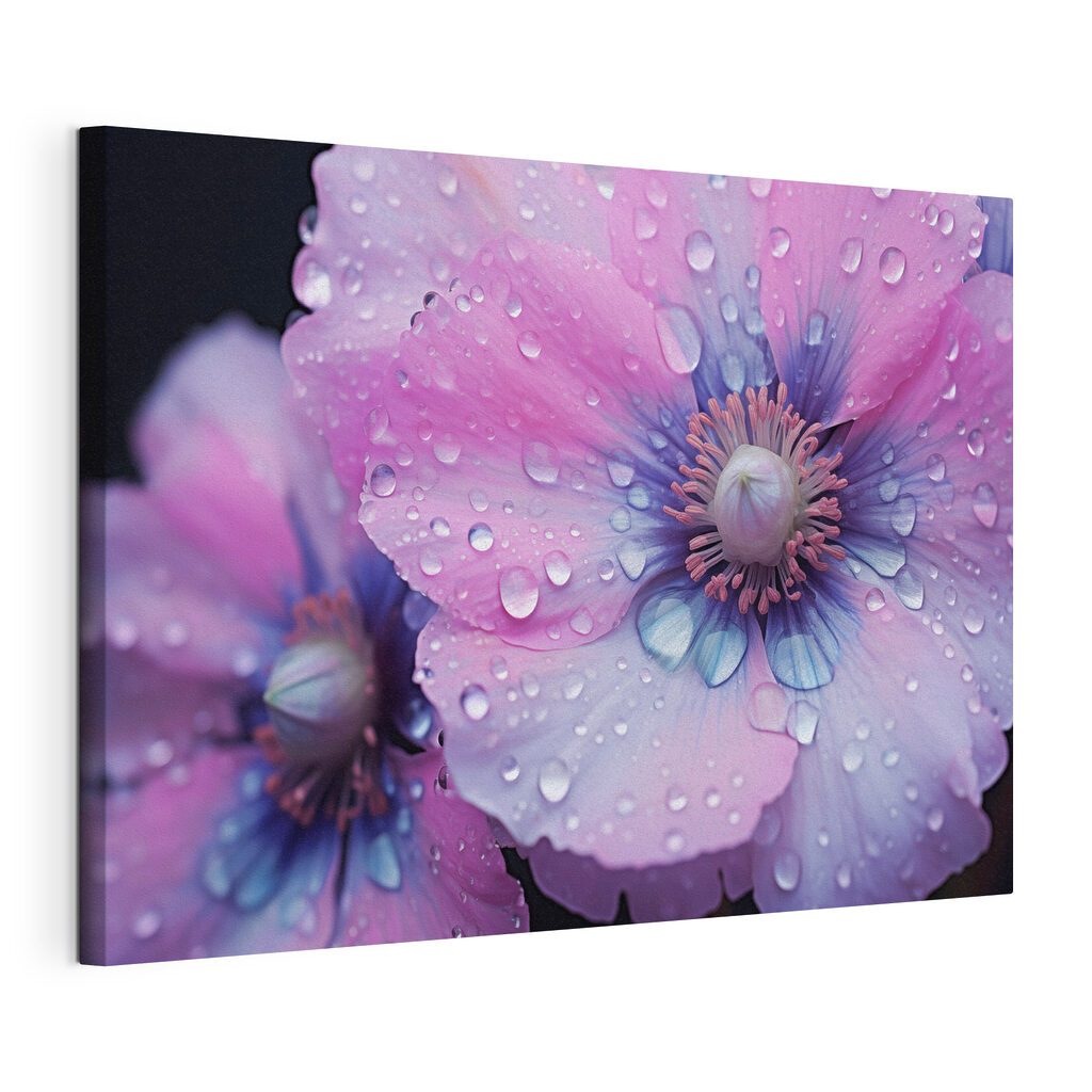Delicate flowers adorned with water droplets