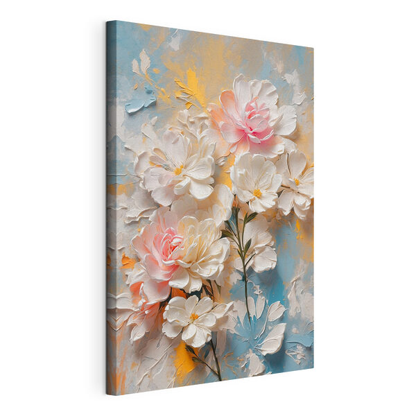 Wandbilder Wandbilder Gemälde mit Blumen auf blauem und gelbem Hintergrund (Artikelnummer: s44066)