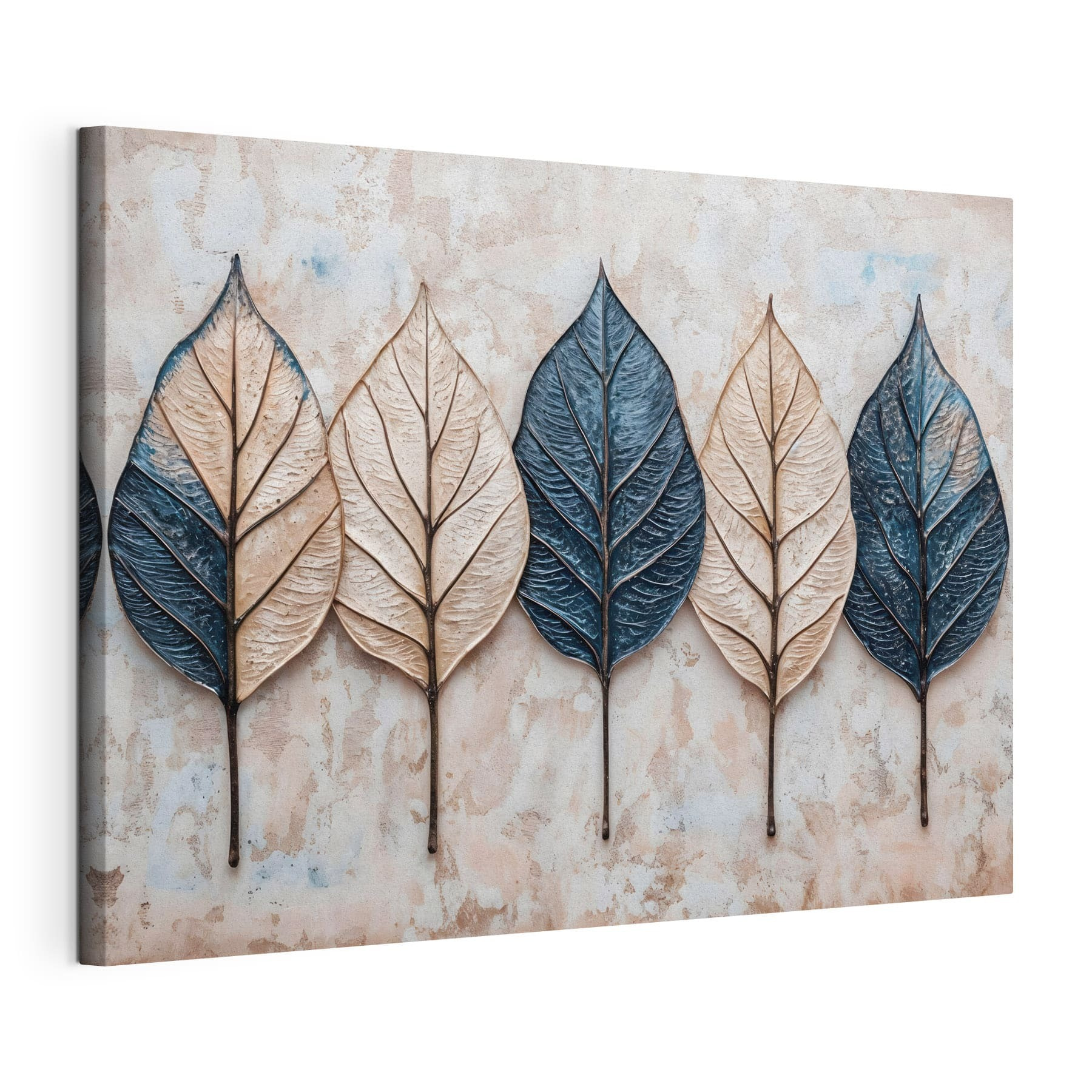 Row of leaves on a marble surface Row of leaves on a marble surface