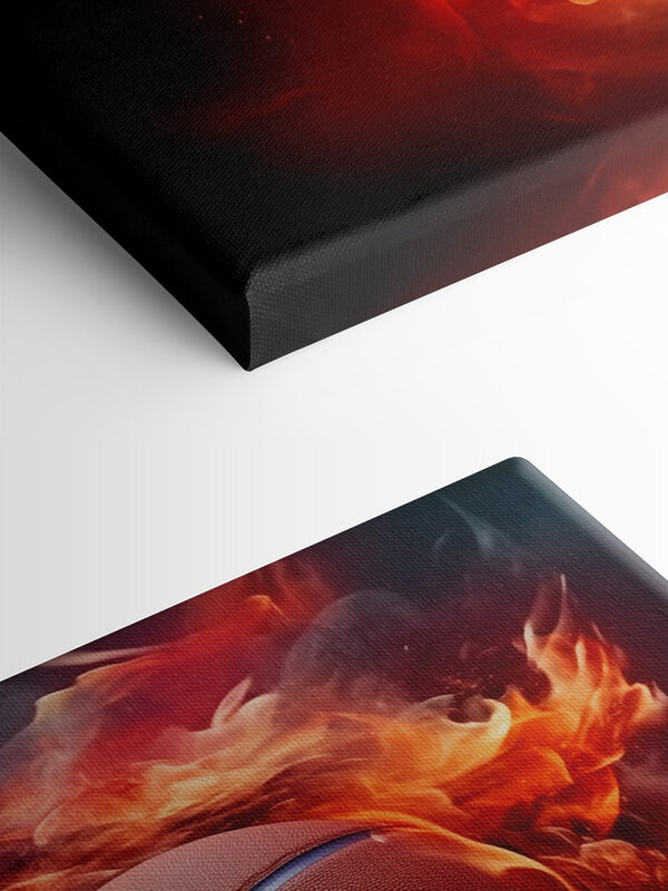 Basketball in flames on a black background