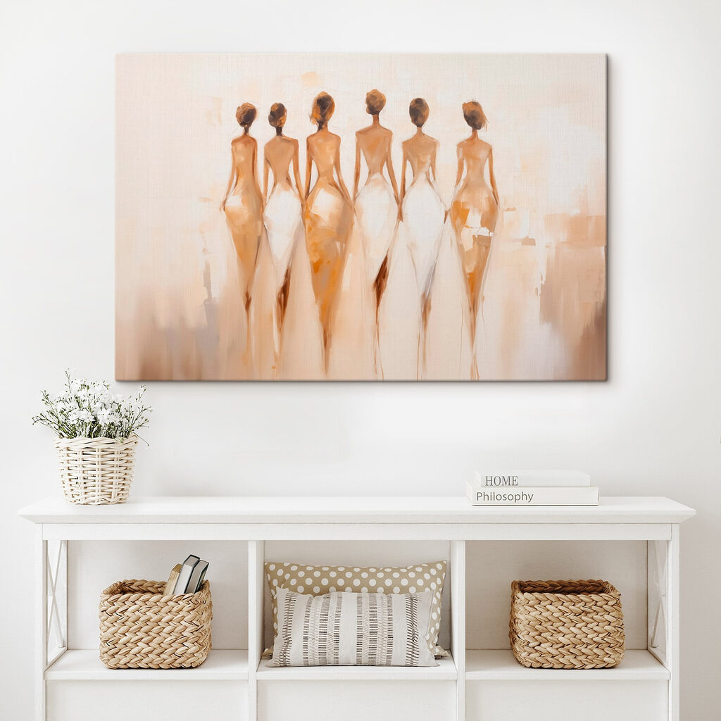 Painting of a group of women in white dresses