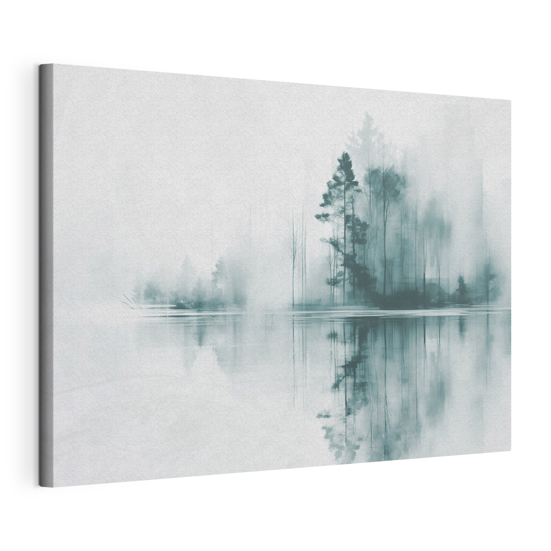 Body of water with trees and smoke