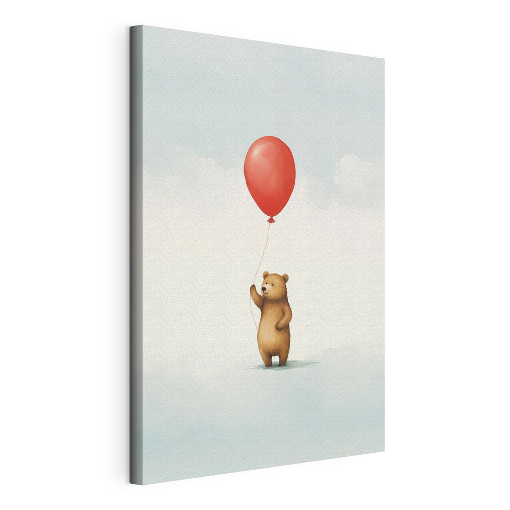 Bear holding a red balloon