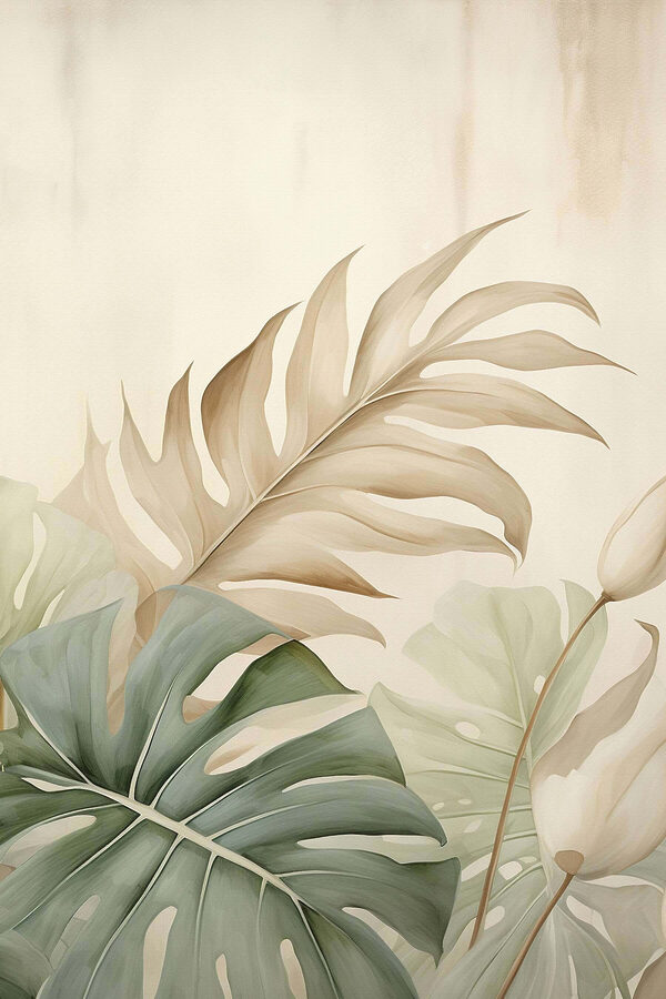 Lush foliage in soft pastel hues Lush foliage in soft pastel hues