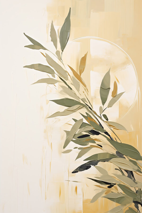 Painting of a branch with leaves