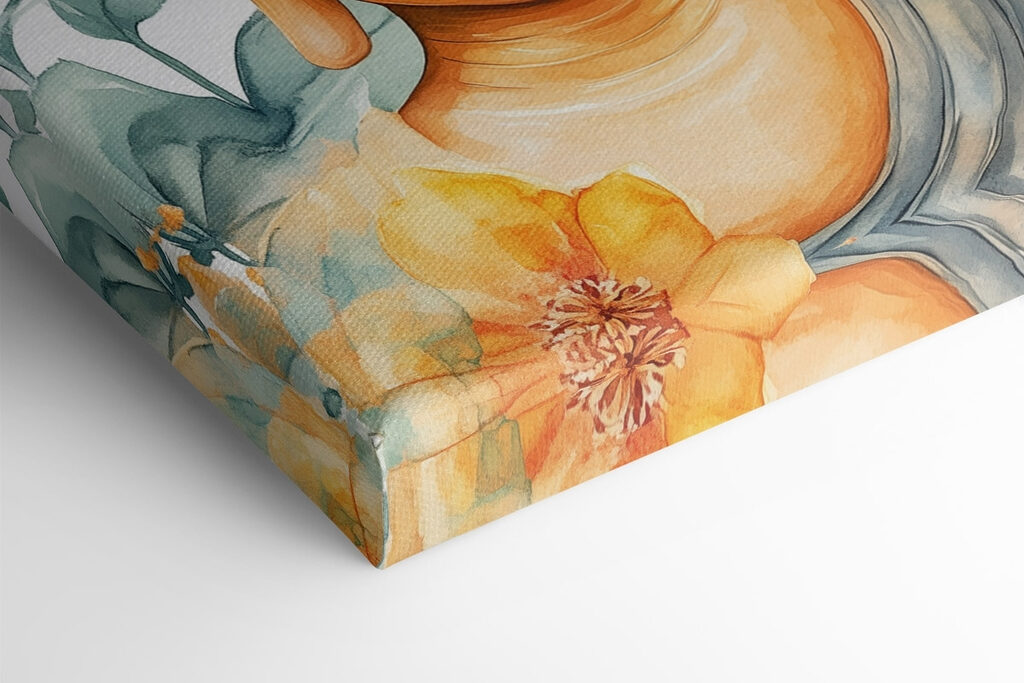 Painting of a buddha with flowers