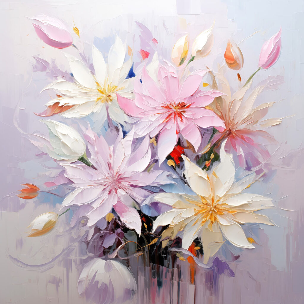 Painting of flowers on a white background Painting of flowers on a white background
