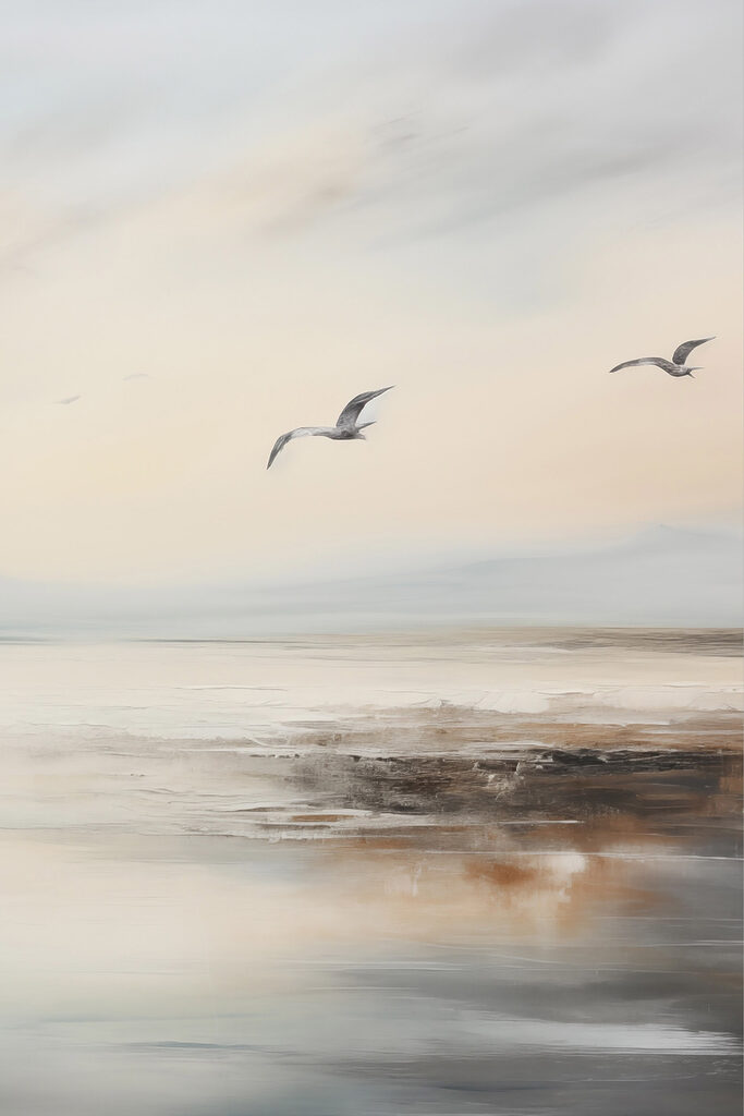 Birds flying over a body of water