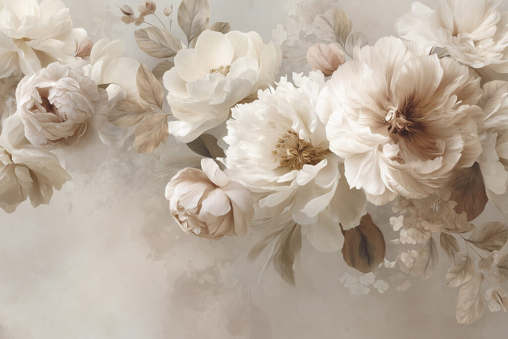 Delicate blooms in soft, muted tones