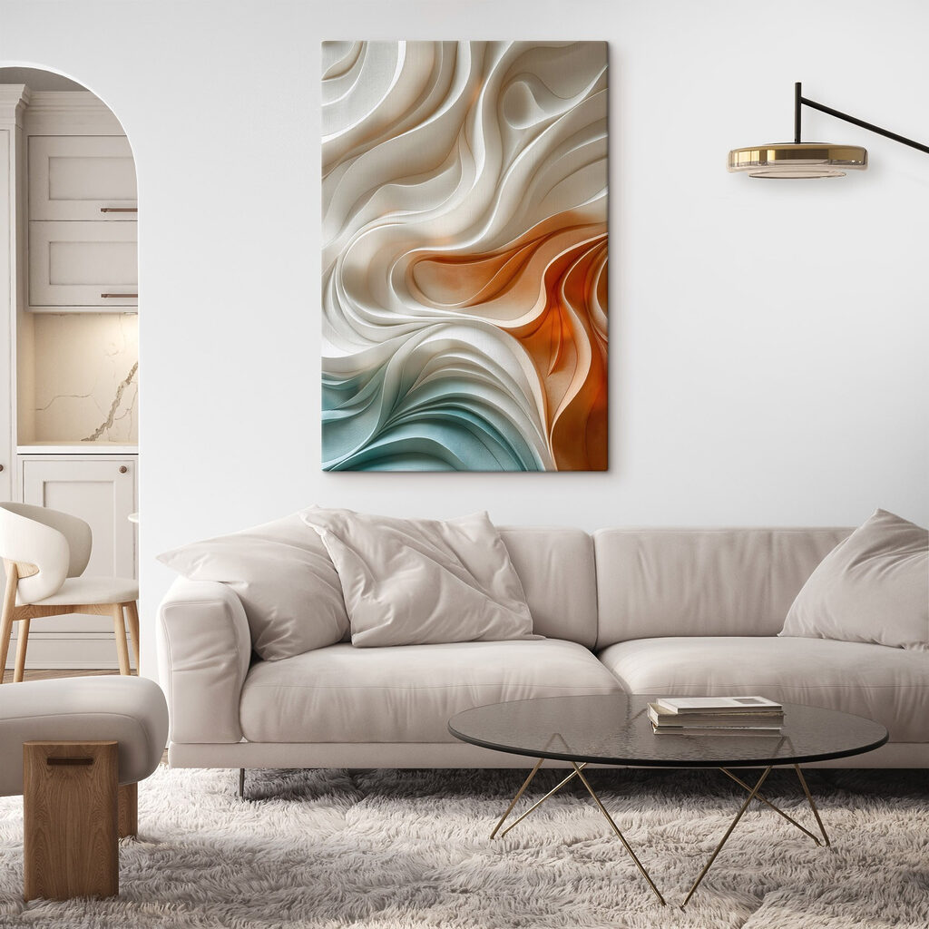 White and orange wavy surface
