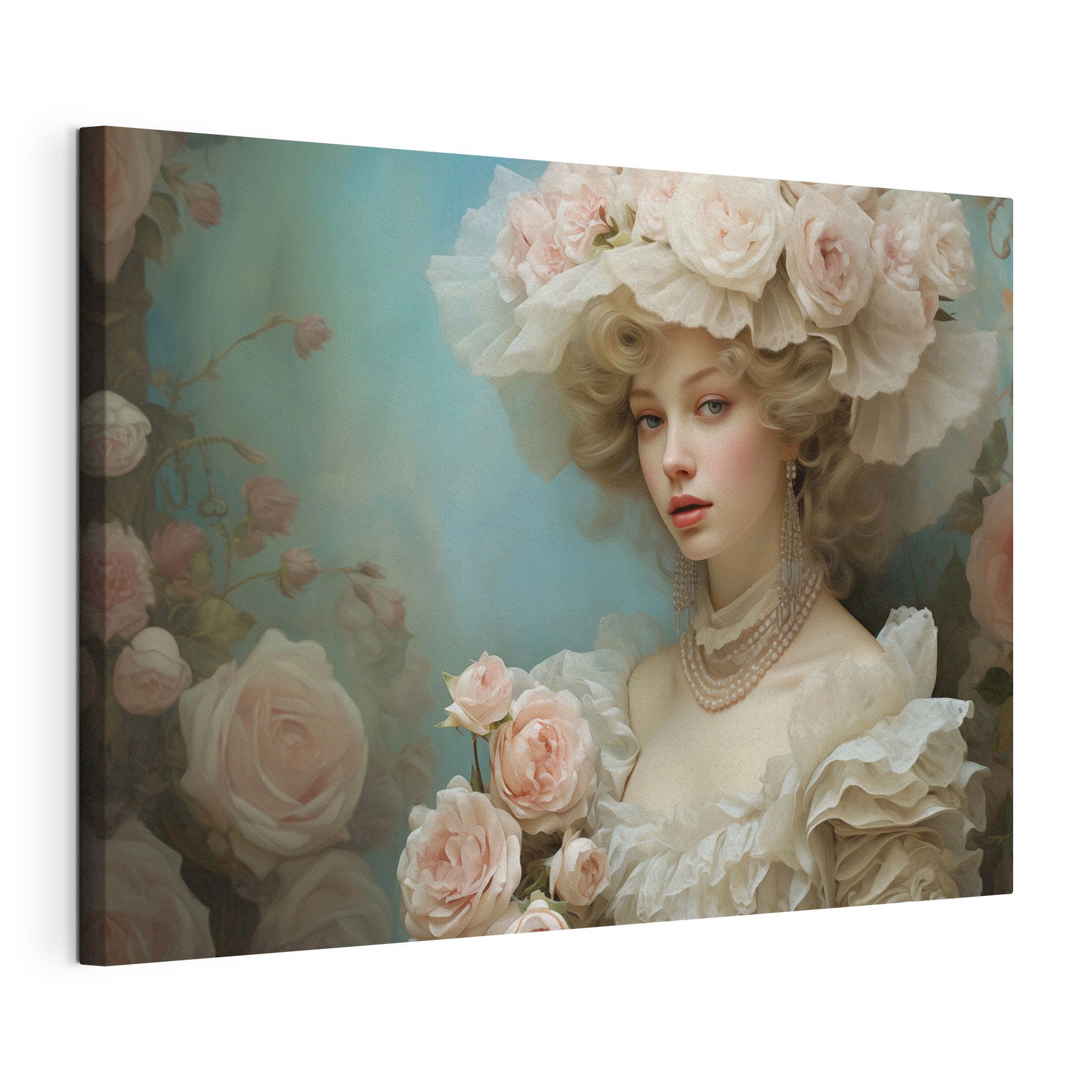 Woman in a dress with flowers Woman in a dress with flowers
