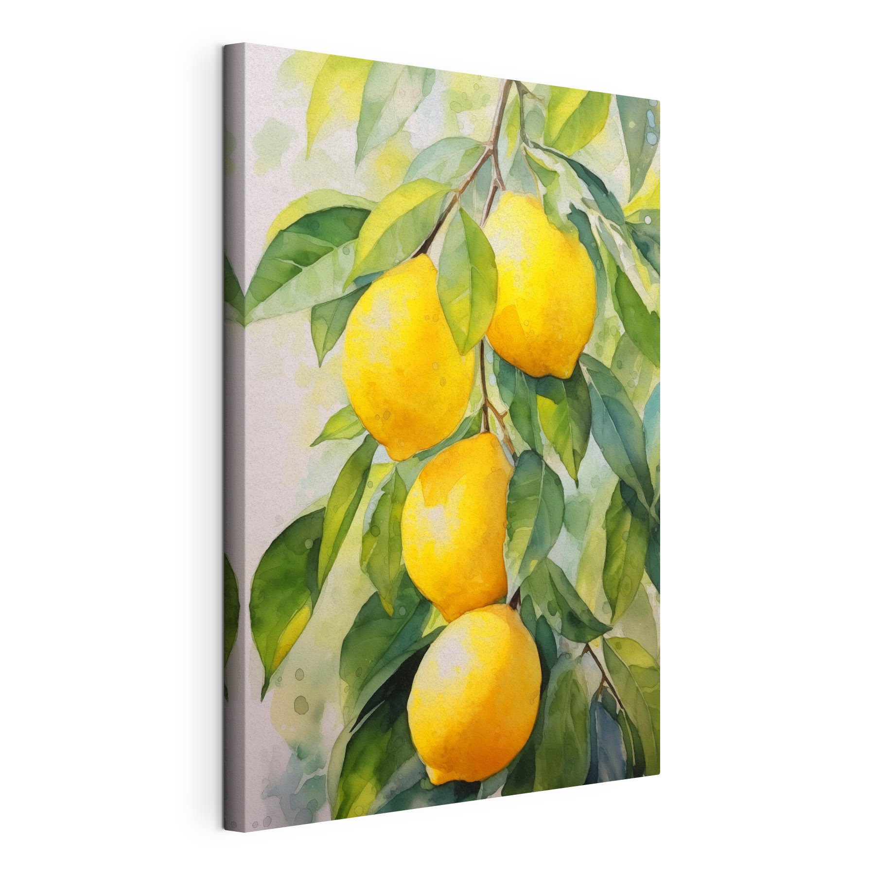 Watercolor of lemons on a tree Watercolor of lemons on a tree