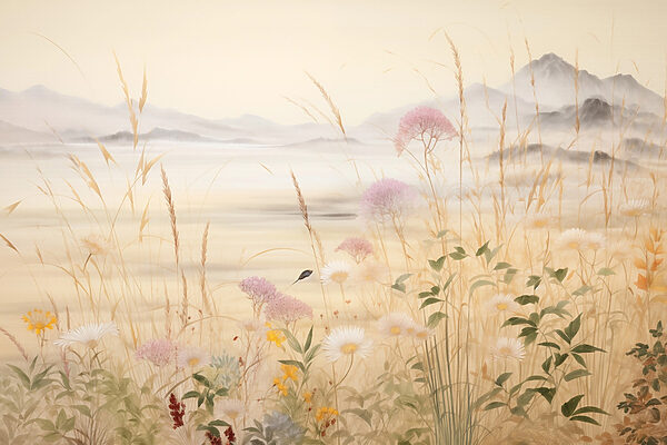 Painting of flowers and grass