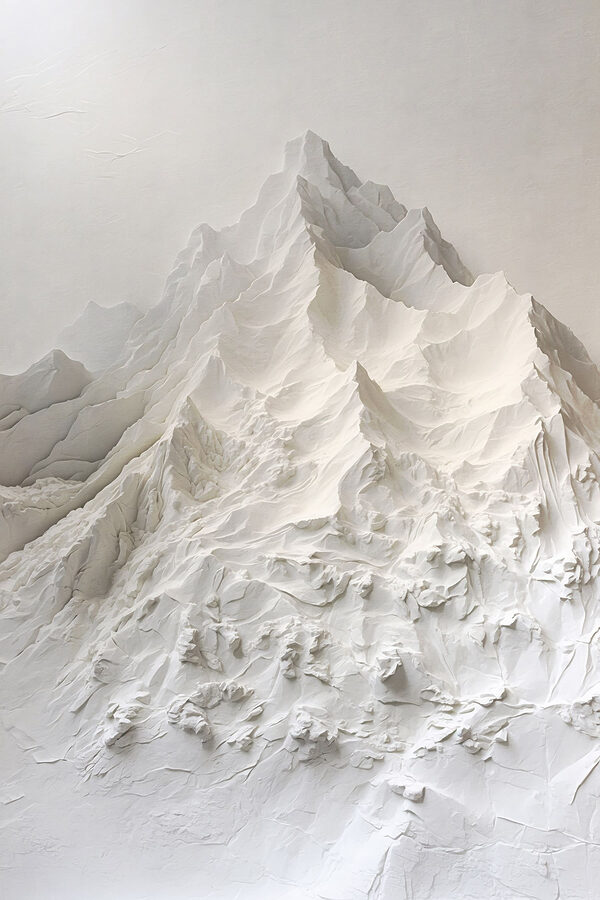 White mountain with snow