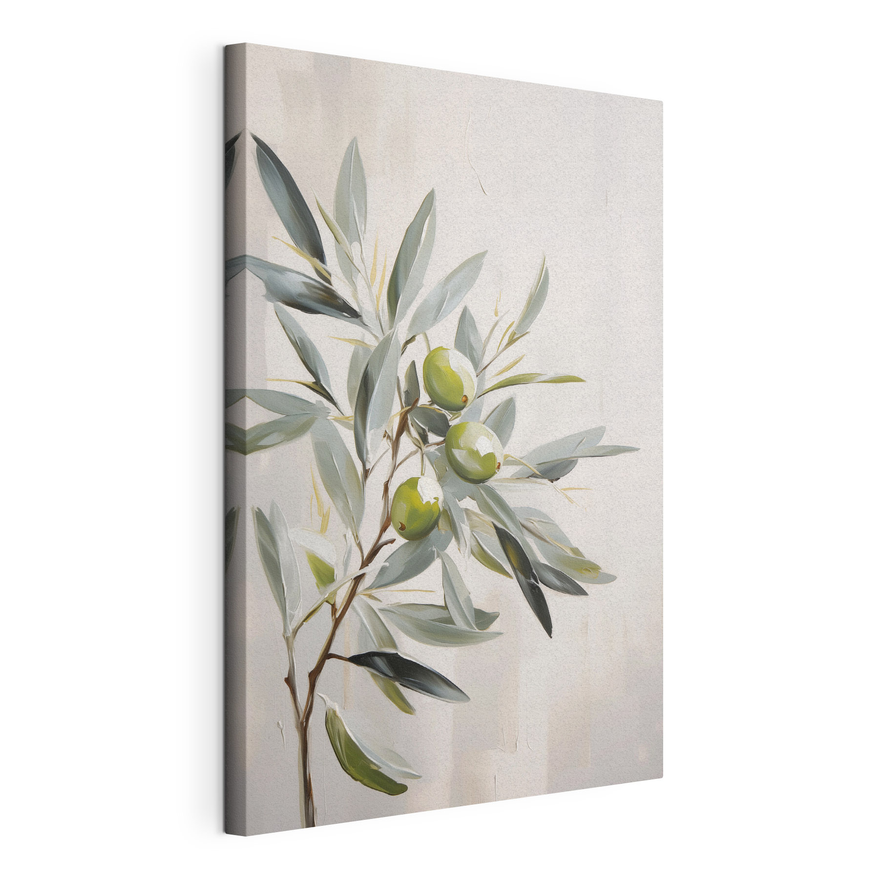Painting of a branch with green fruits Painting of a branch with green fruits