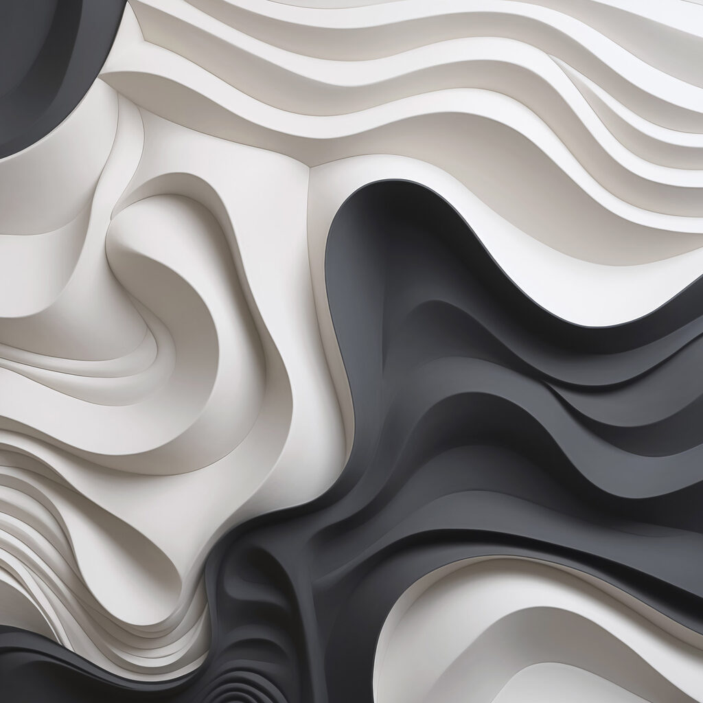 Black and white wavy shapes