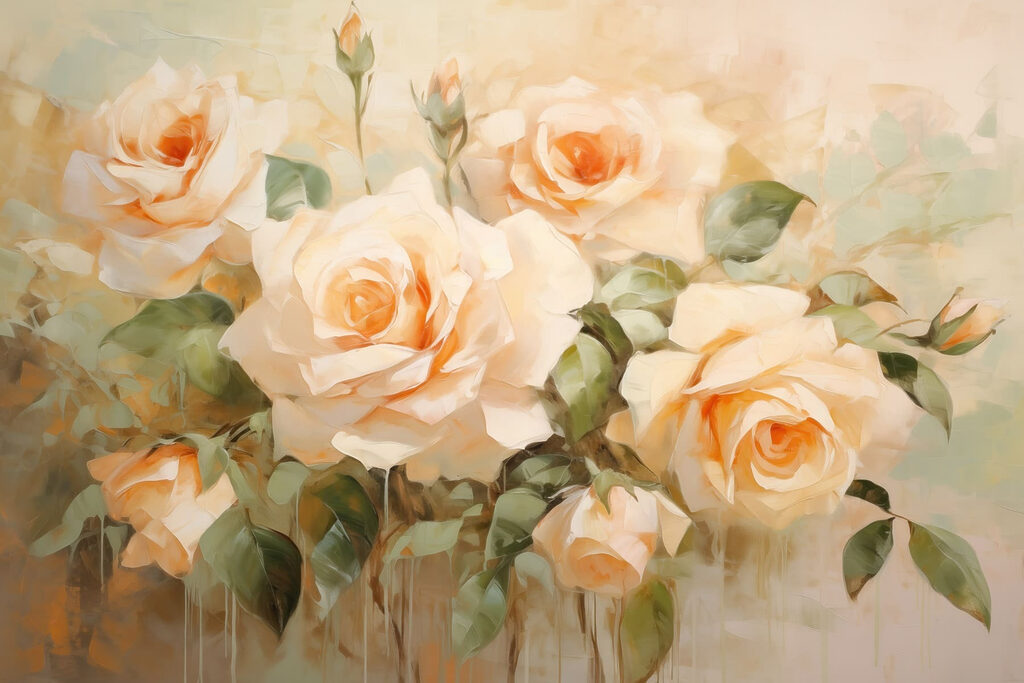 Painting of flowers on a white surface