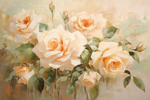 Painting of flowers on a white surface