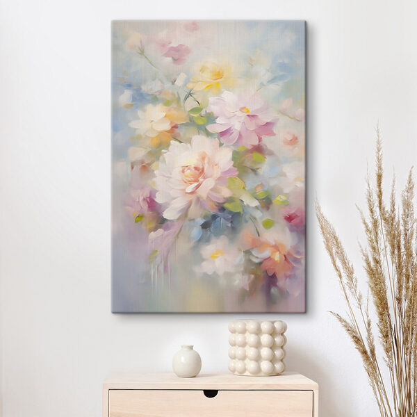 Painting of flowers on a blue background