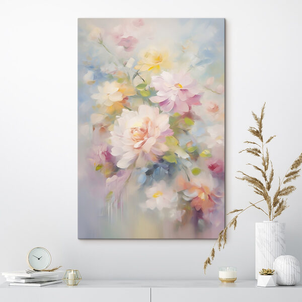Painting of flowers on a blue background