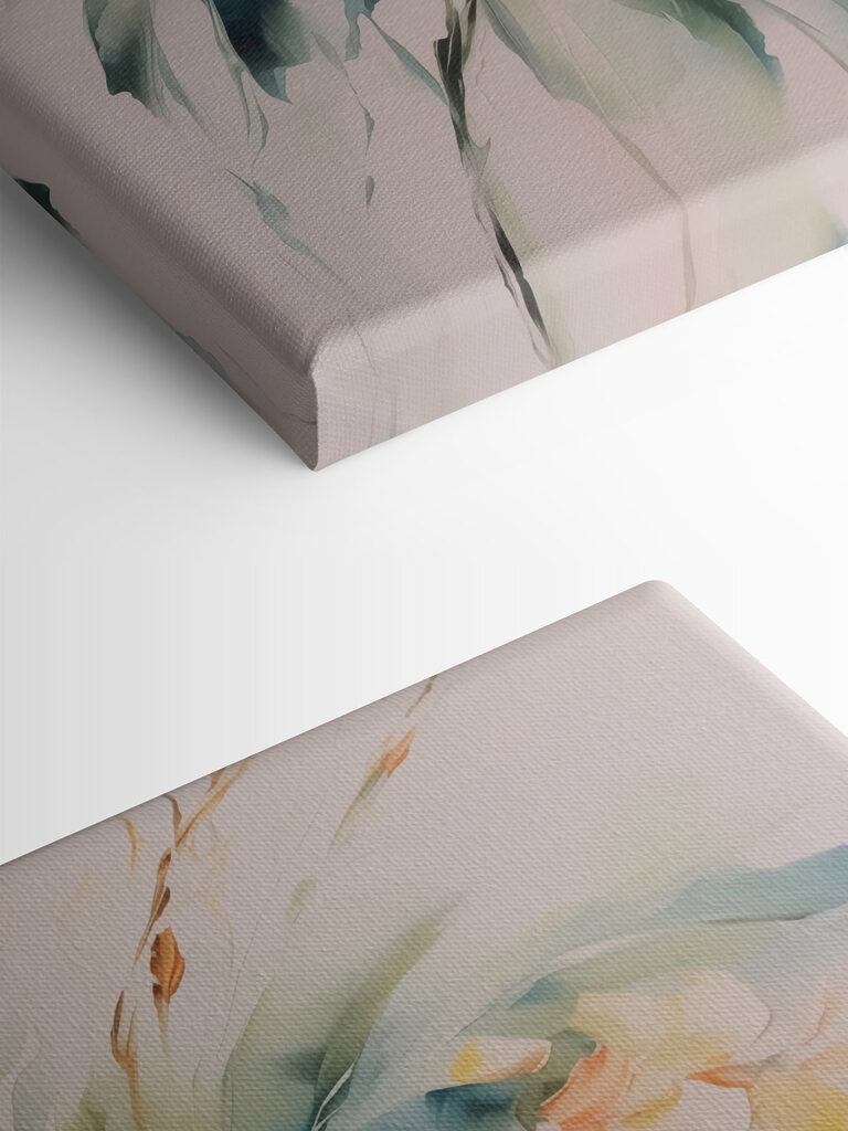 Painting of flowers on a white surface