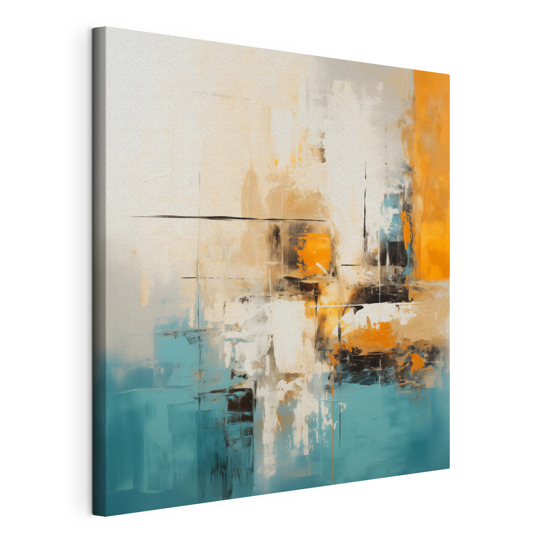 Painting of a blue and orange color