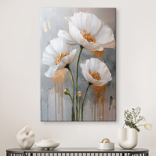 Wandbilder Gemälde mit weißen Blumen