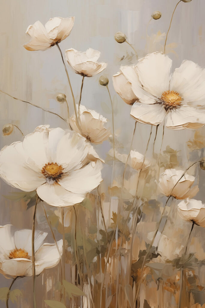 Painting of white flowers Painting of white flowers